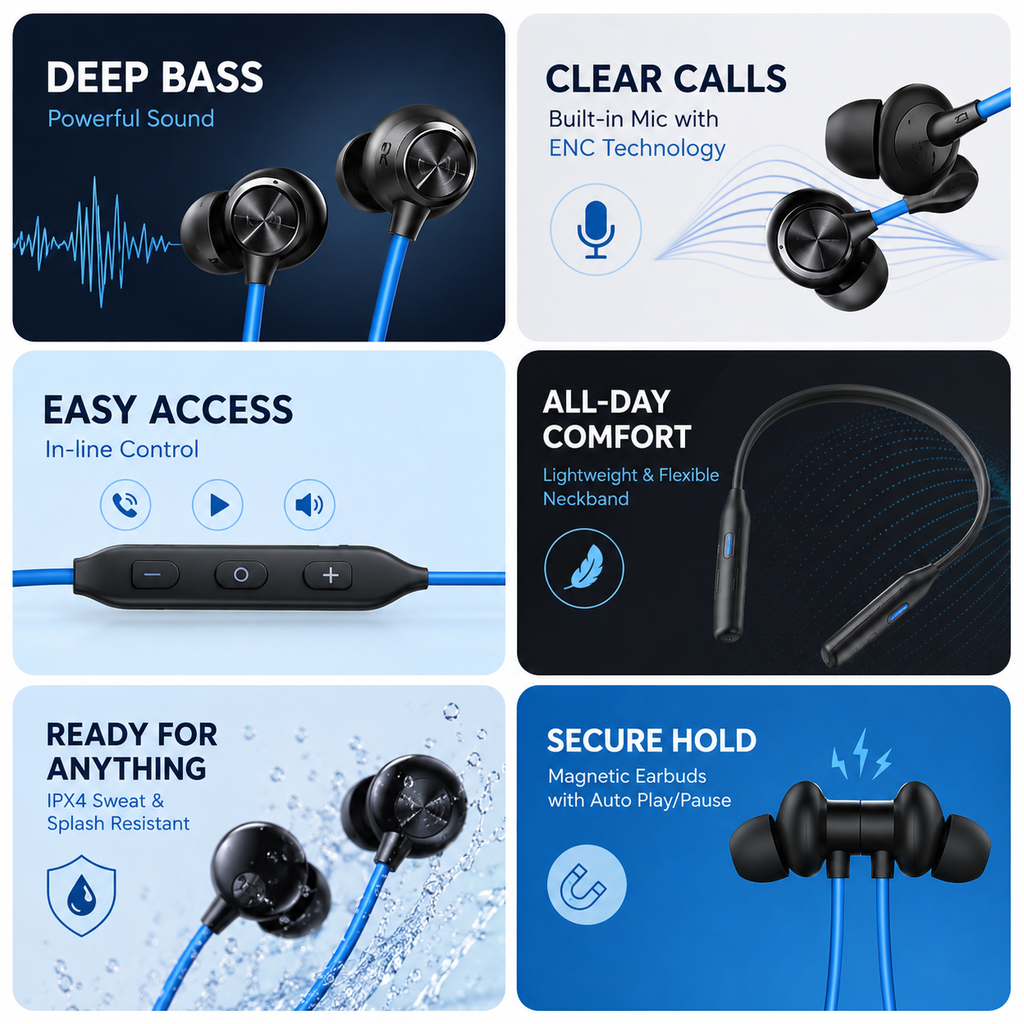 NeoSound X10 Wireless Bluetooth Neckband Earphones