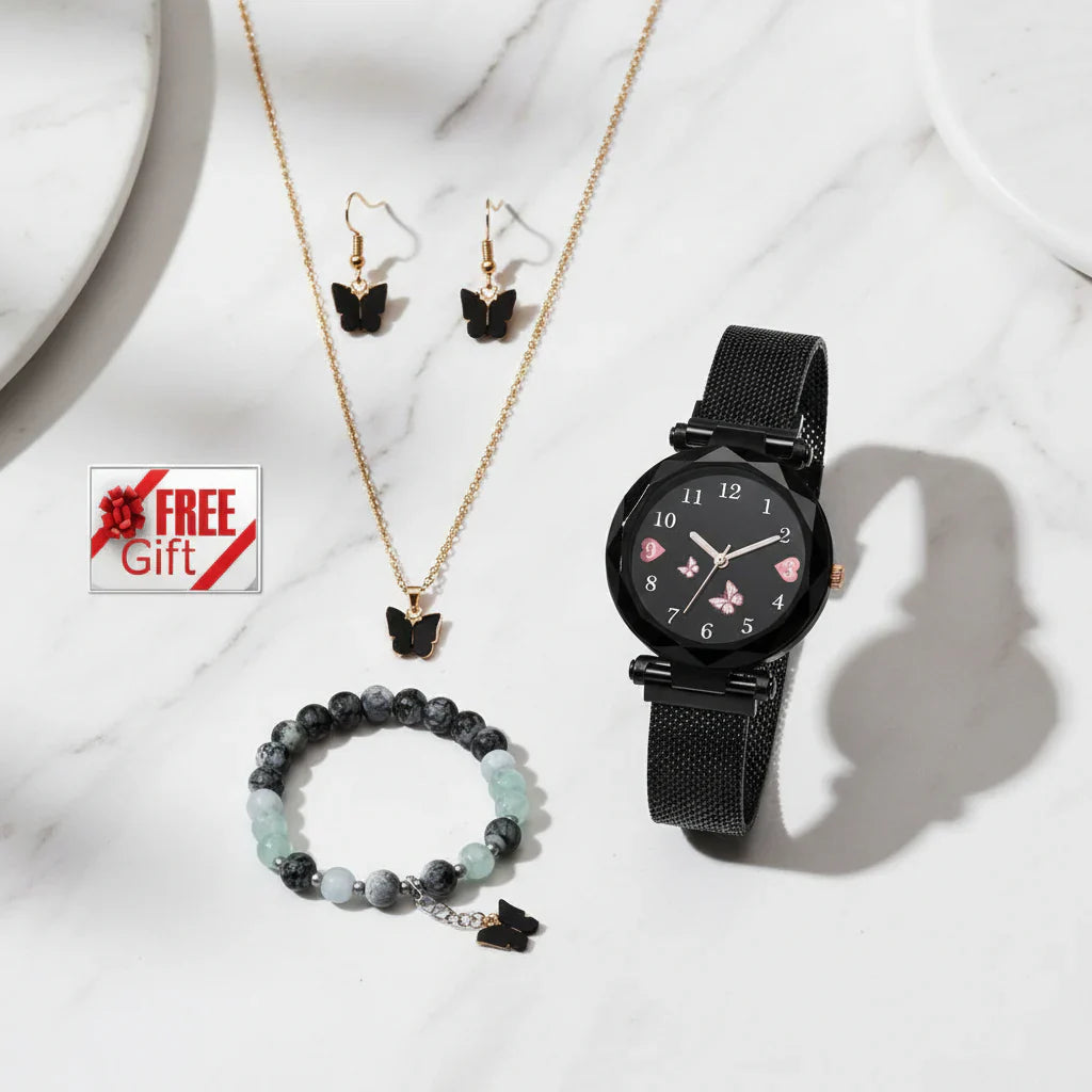Women's Butterfly Analog Watch with Jewellery | neomarketshop