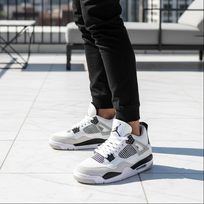 Jordan Retro 4 – Semi UA Premium Leather Quality Sneakers (White-Black) | neomarketshop