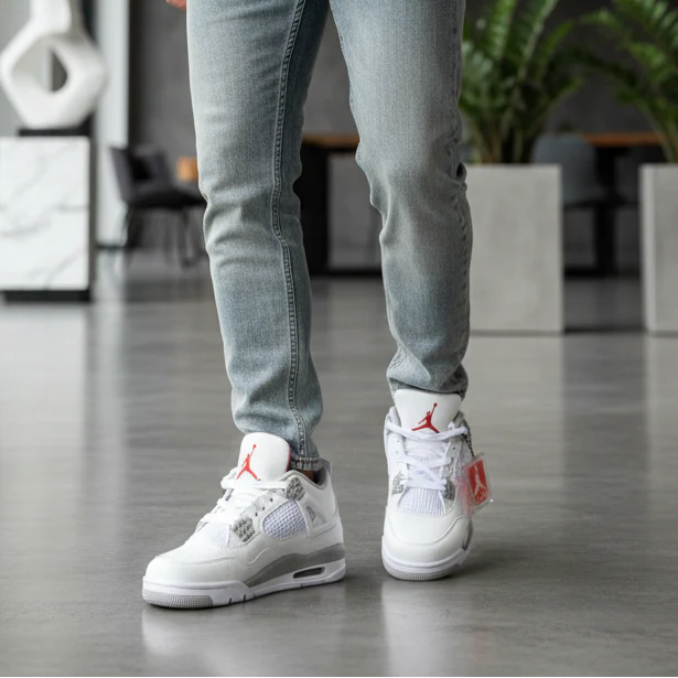 Jordan Retro 4 – Semi UA Premium Leather Quality Sneakers (White-Red) | neomarketshop